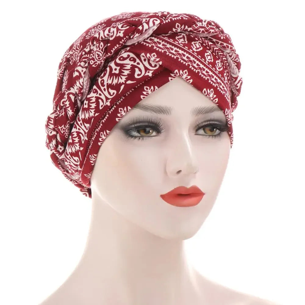 Print Cotton Scarf Inner Hijab Turban Cap Headwear - Palm and Thread