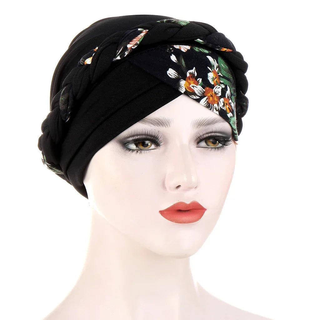 Print Cotton Scarf Inner Hijab Turban Cap Headwear - Palm and Thread