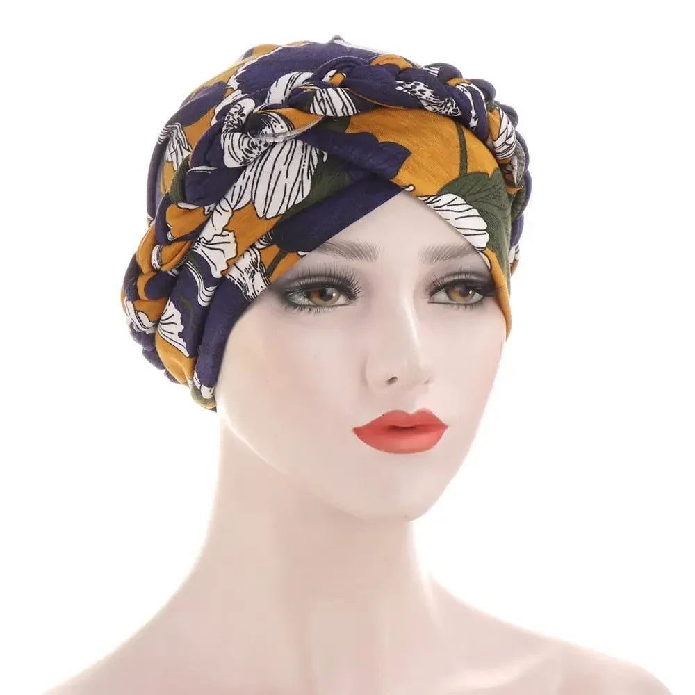 Print Cotton Scarf Inner Hijab Turban Cap Headwear - Palm and Thread