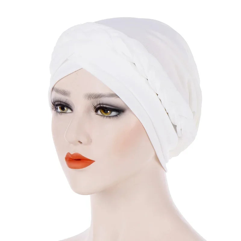 Head Scarf Two-color Cotton Braid Turban Bonnet - Palm and Thread