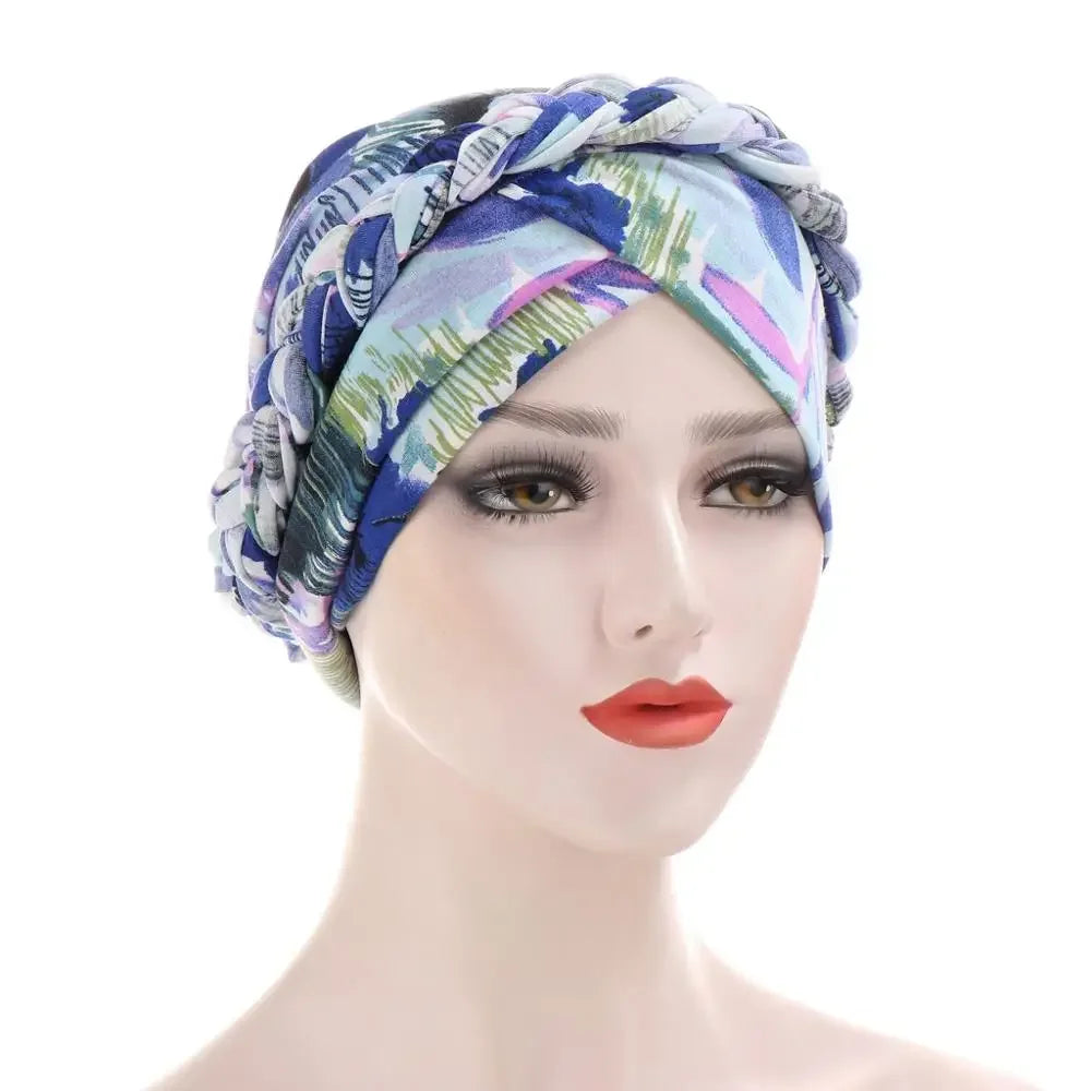 Print Cotton Scarf Inner Hijab Turban Cap Headwear - Palm and Thread