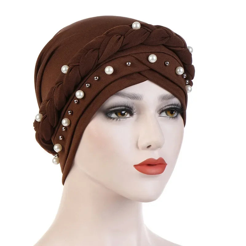 Head Scarf Two-color Cotton Braid Turban Bonnet - Palm and Thread