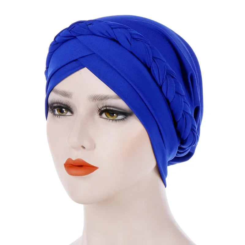Head Scarf Two-color Cotton Braid Turban Bonnet - Palm and Thread