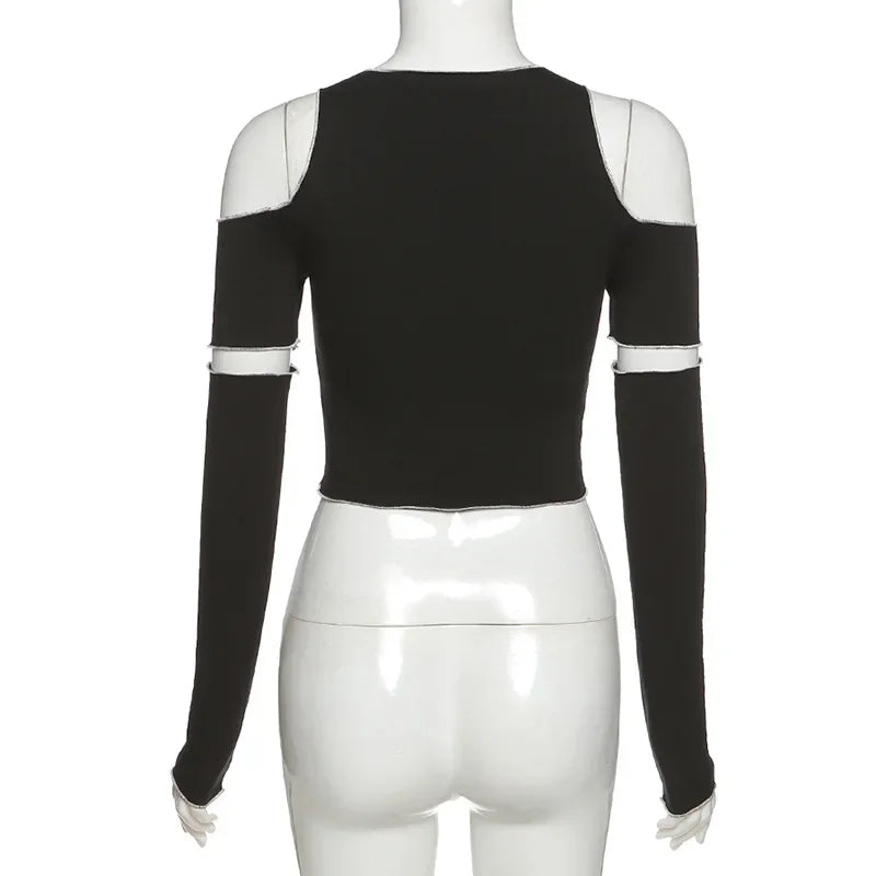 Patchwork Black Crop Top - Palm and Thread