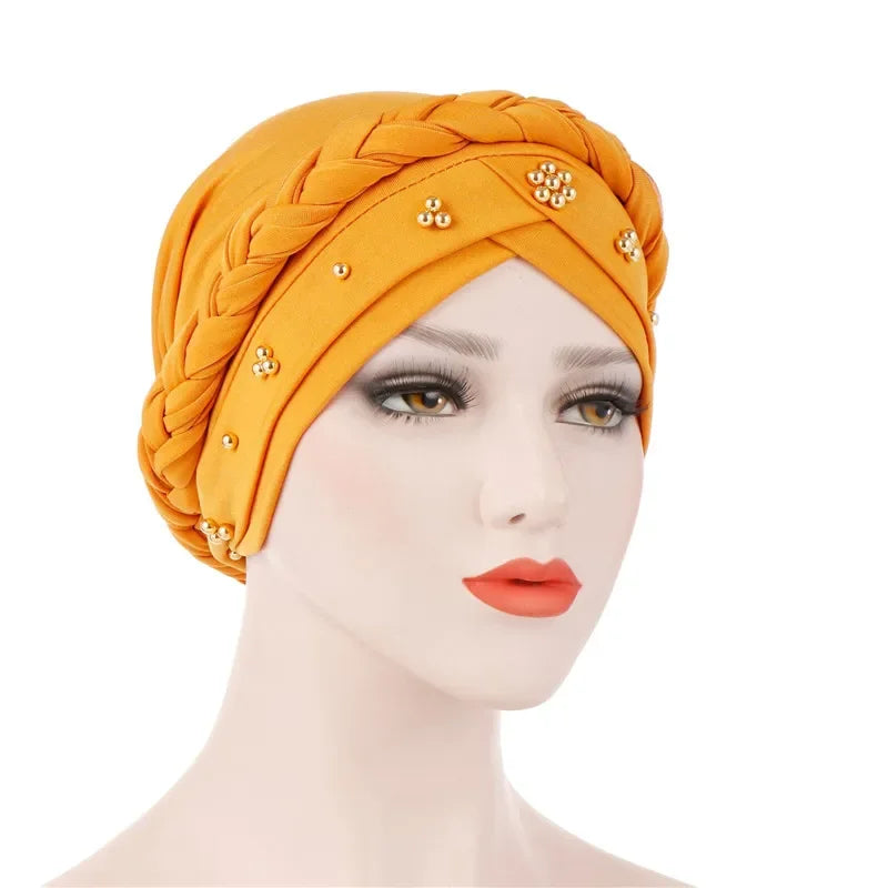 Head Scarf Two-color Cotton Braid Turban Bonnet - Palm and Thread