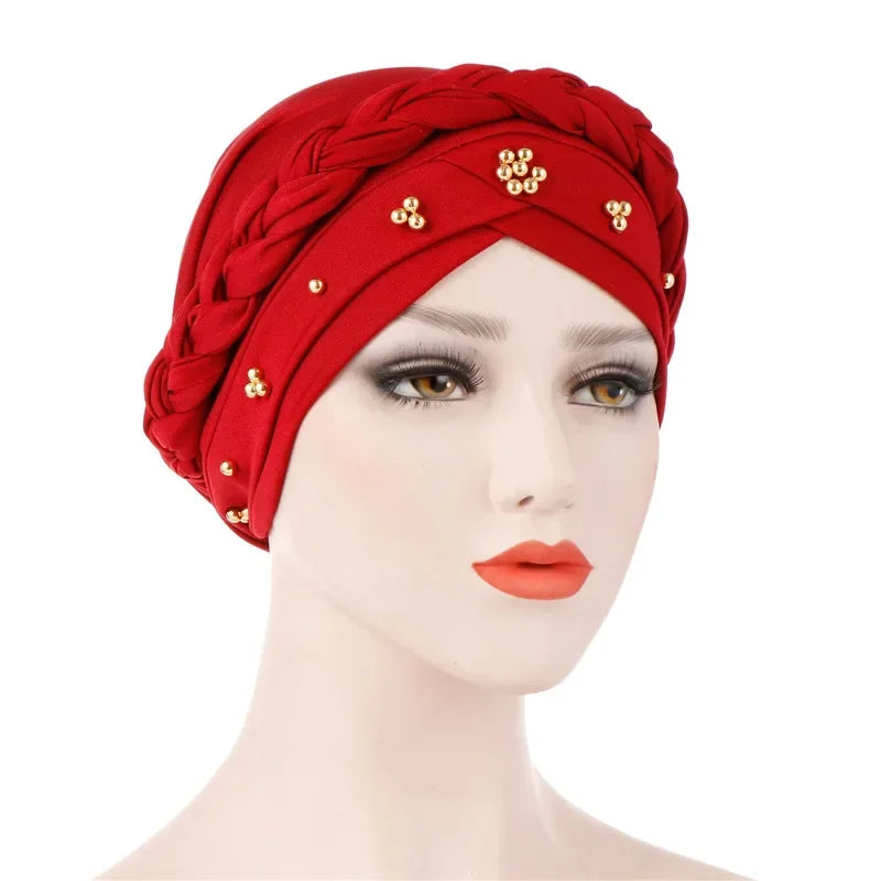 Head Scarf Two-color Cotton Braid Turban Bonnet - Palm and Thread