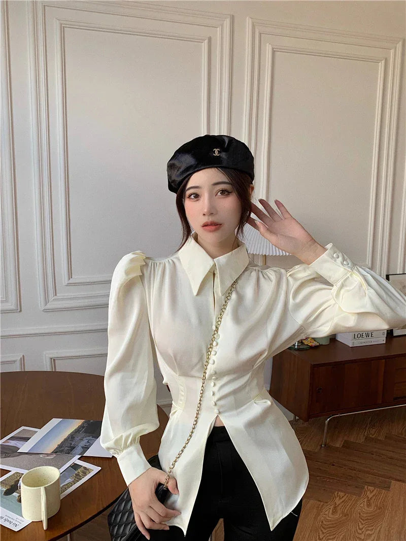 Fashion Design Elegant Puff Sleeve Shirt - Palm and Thread