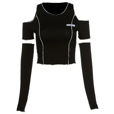 Patchwork Black Crop Top - Palm and Thread
