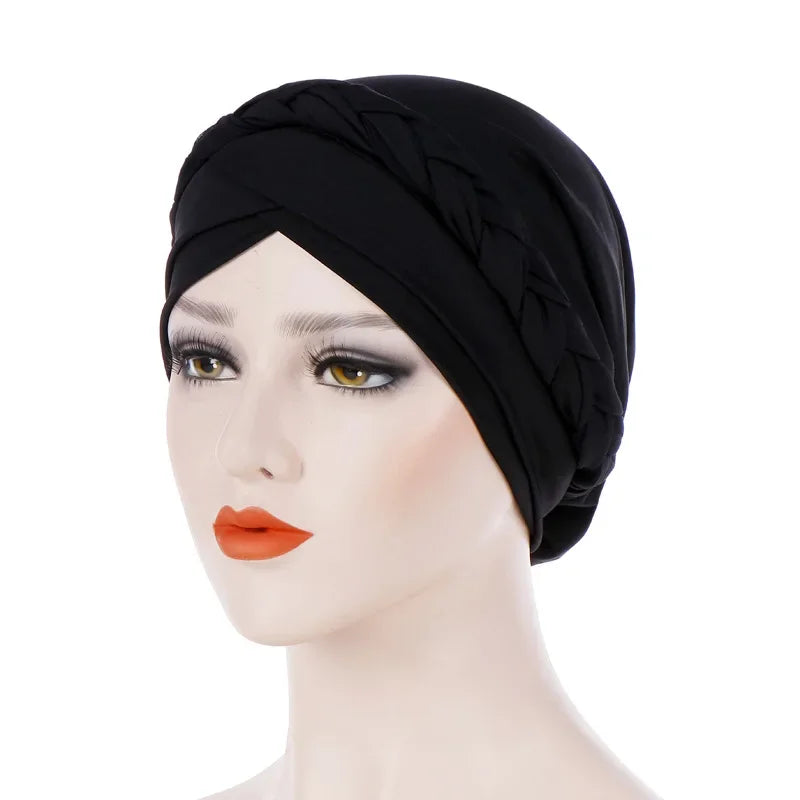 Head Scarf Two-color Cotton Braid Turban Bonnet - Palm and Thread