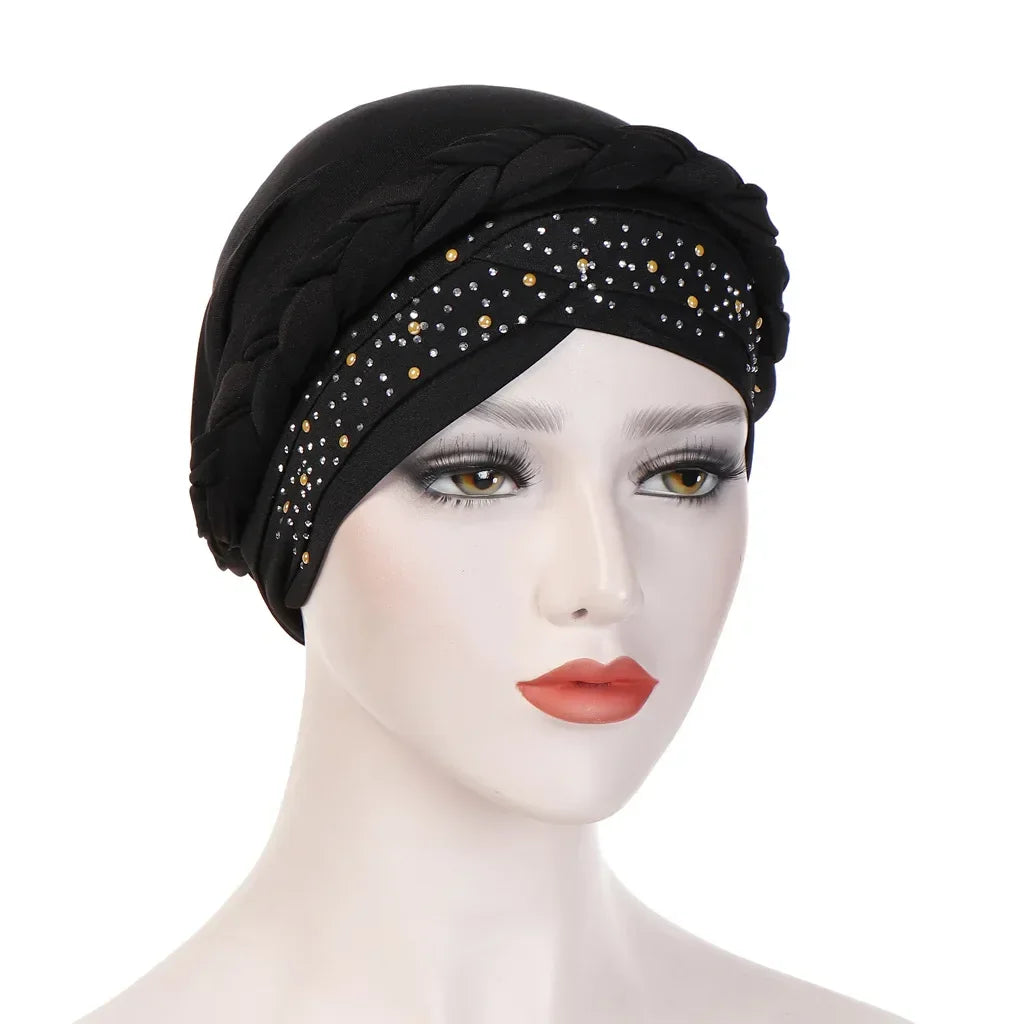 Head Scarf Two-color Cotton Braid Turban Bonnet - Palm and Thread