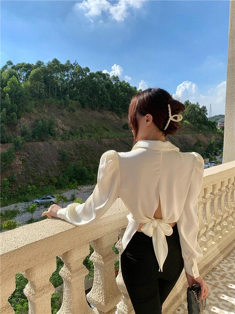 Fashion Design Elegant Puff Sleeve Shirt - Palm and Thread