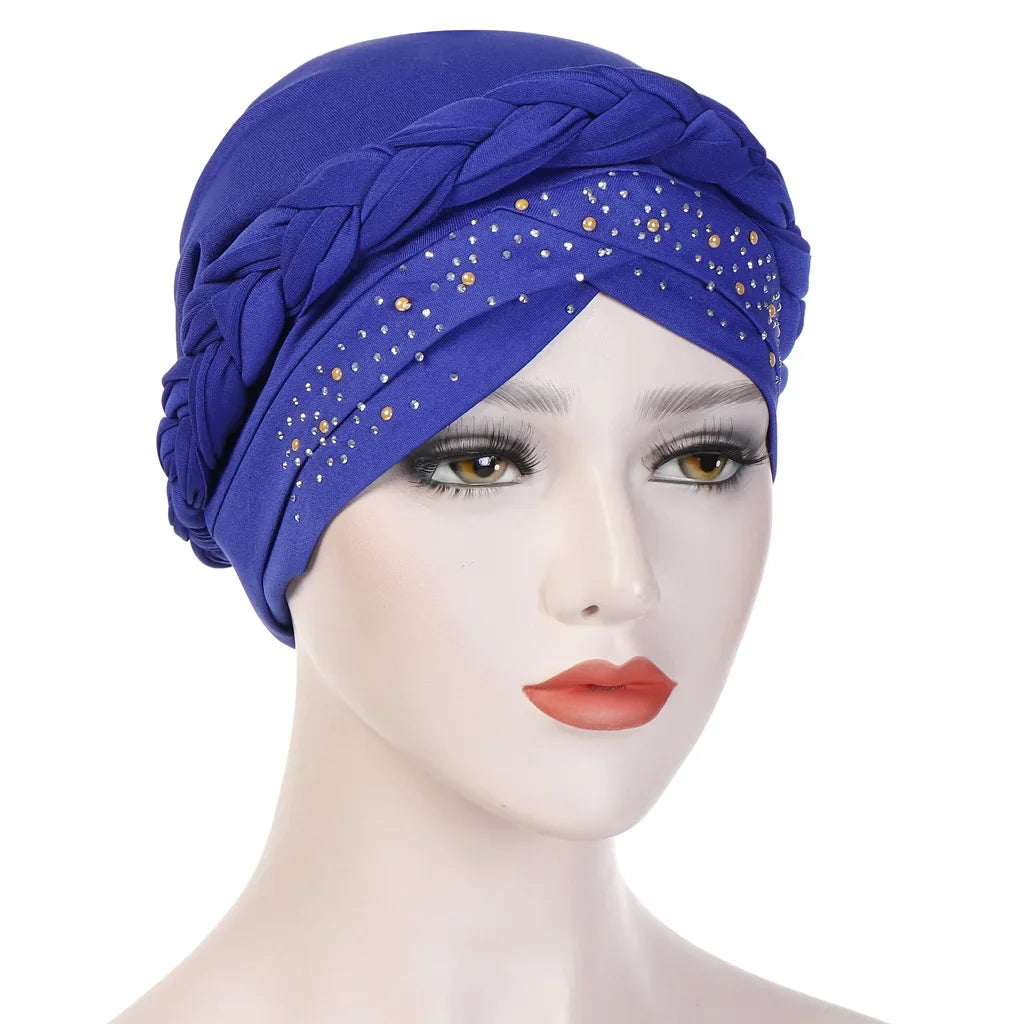 Head Scarf Two-color Cotton Braid Turban Bonnet - Palm and Thread