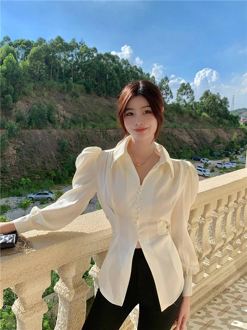 Fashion Design Elegant Puff Sleeve Shirt - Palm and Thread