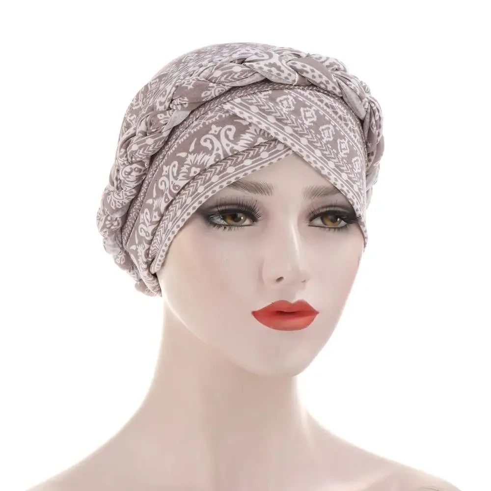 Print Cotton Scarf Inner Hijab Turban Cap Headwear - Palm and Thread