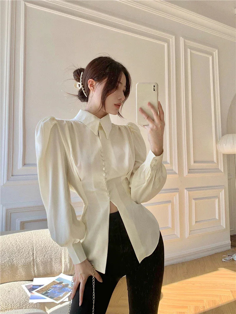 Fashion Design Elegant Puff Sleeve Shirt - Palm and Thread