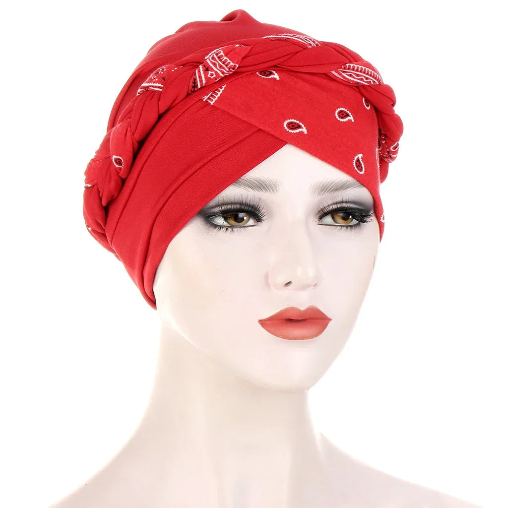 Print Cotton Scarf Inner Hijab Turban Cap Headwear - Palm and Thread