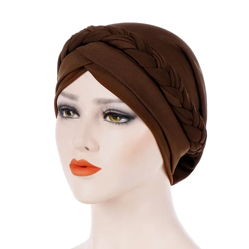Head Scarf Two-color Cotton Braid Turban Bonnet - Palm and Thread