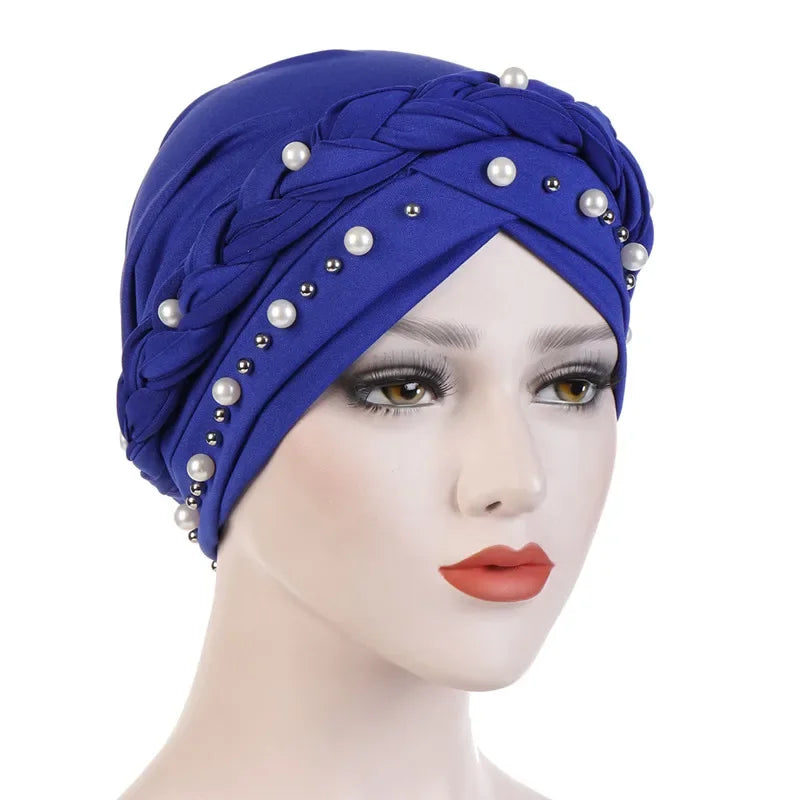 Head Scarf Two-color Cotton Braid Turban Bonnet - Palm and Thread