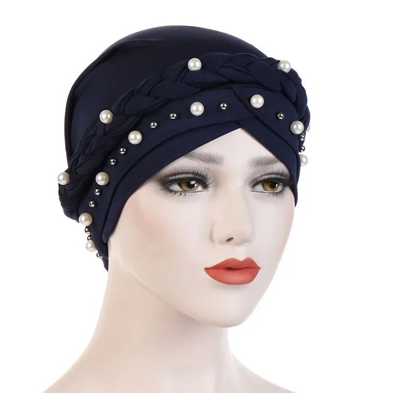 Head Scarf Two-color Cotton Braid Turban Bonnet - Palm and Thread