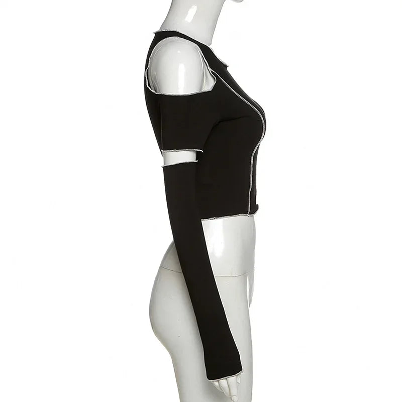 Patchwork Black Crop Top - Palm and Thread