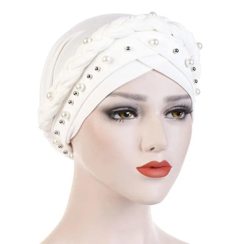 Head Scarf Two-color Cotton Braid Turban Bonnet - Palm and Thread