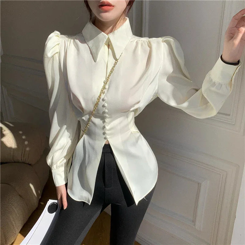 Fashion Design Elegant Puff Sleeve Shirt - Palm and Thread