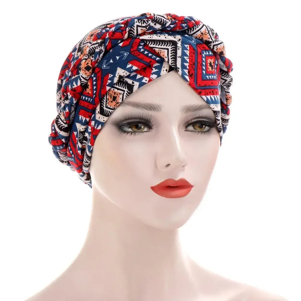 Print Cotton Scarf Inner Hijab Turban Cap Headwear - Palm and Thread
