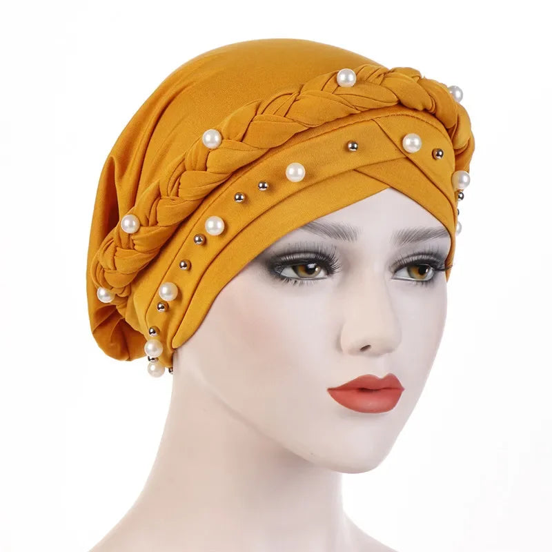 Head Scarf Two-color Cotton Braid Turban Bonnet - Palm and Thread