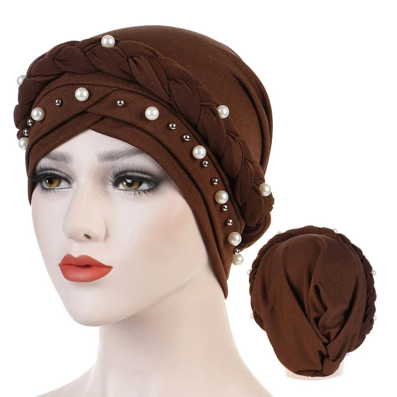Head Scarf Two-color Cotton Braid Turban Bonnet - Palm and Thread