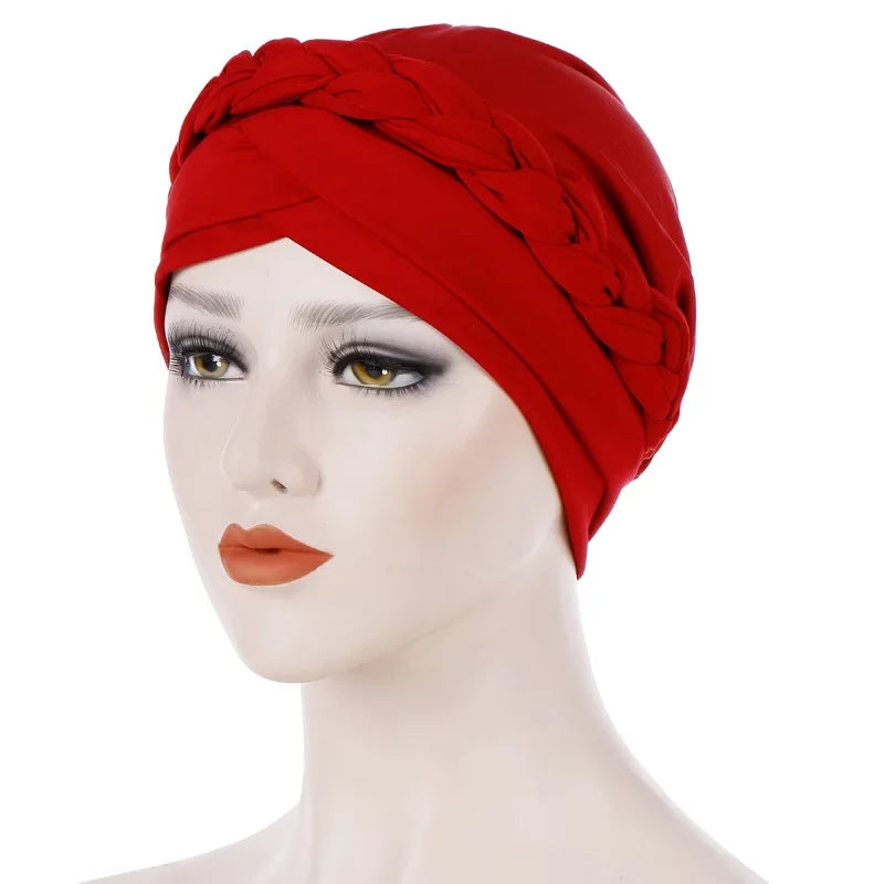 Head Scarf Two-color Cotton Braid Turban Bonnet - Palm and Thread