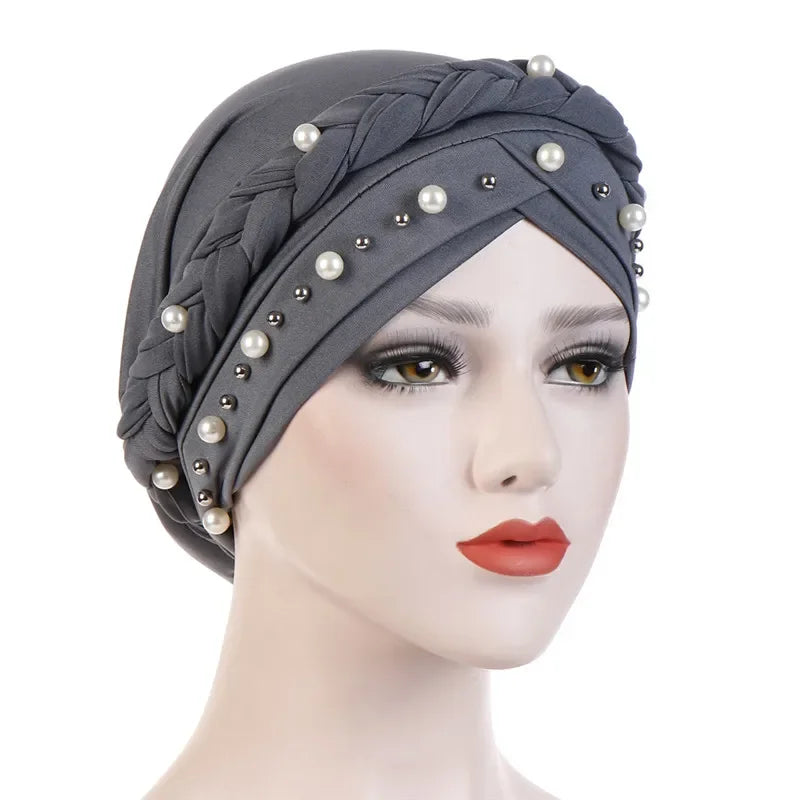 Head Scarf Two-color Cotton Braid Turban Bonnet - Palm and Thread