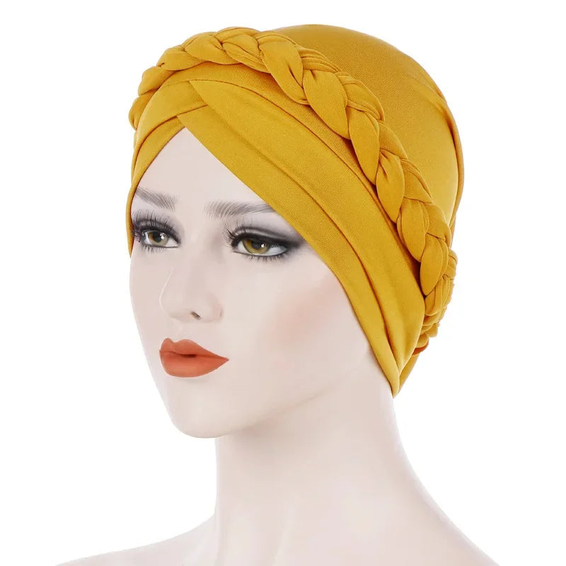 Head Scarf Two-color Cotton Braid Turban Bonnet - Palm and Thread