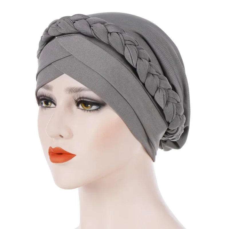 Head Scarf Two-color Cotton Braid Turban Bonnet - Palm and Thread