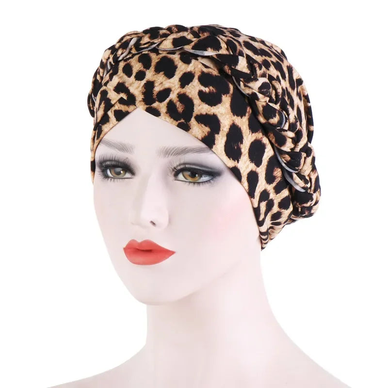 Head Scarf Two-color Cotton Braid Turban Bonnet - Palm and Thread
