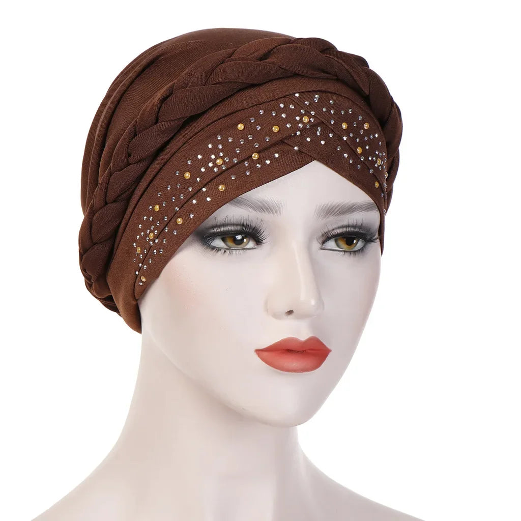 Head Scarf Two-color Cotton Braid Turban Bonnet - Palm and Thread