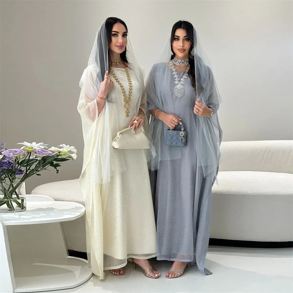 Batwing Satin Shimmer Abaya - Palm and Thread