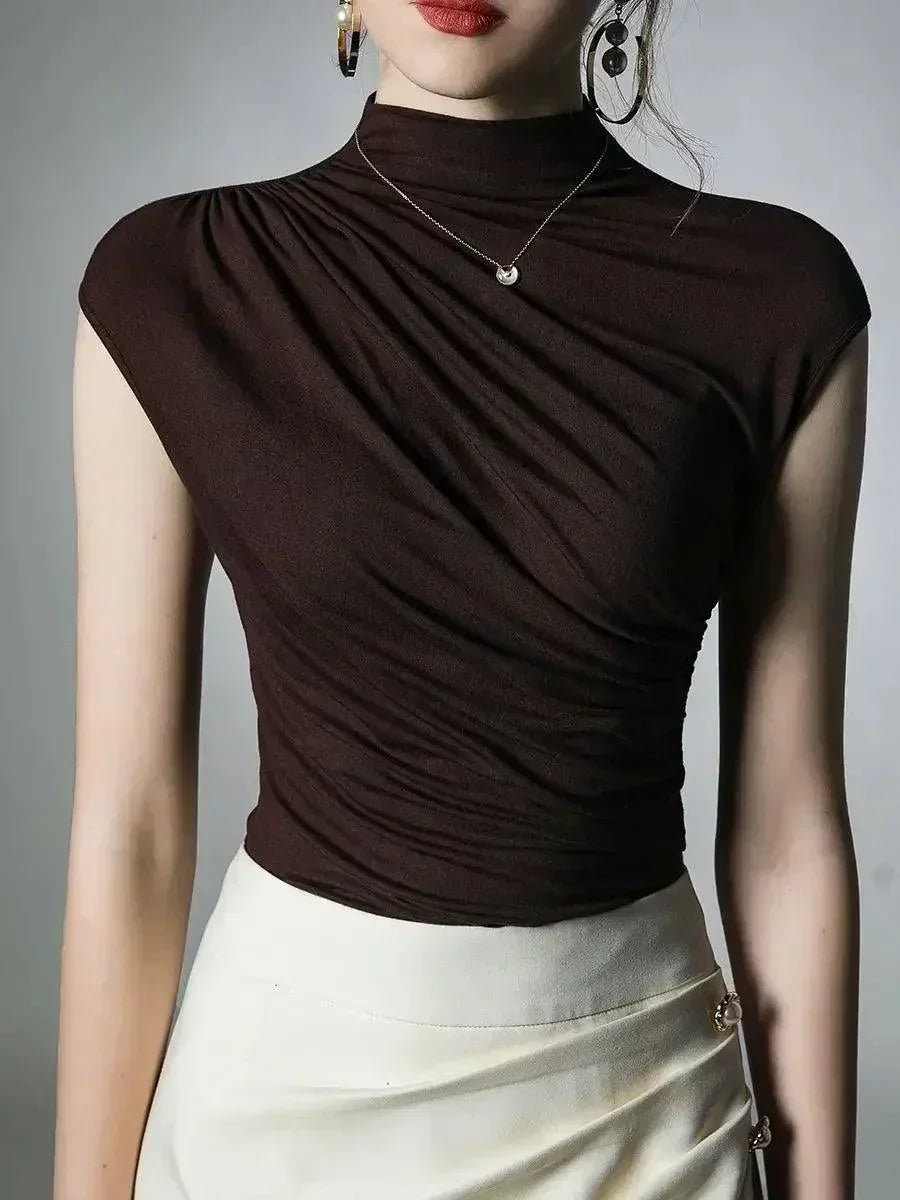 Half Turtleneck Folds Top - Palm and Thread