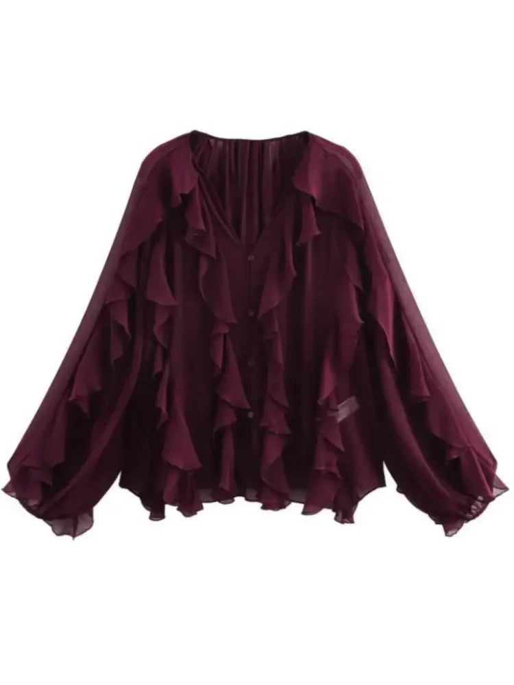 Translucent Ruffles Blouse - Palm and Thread