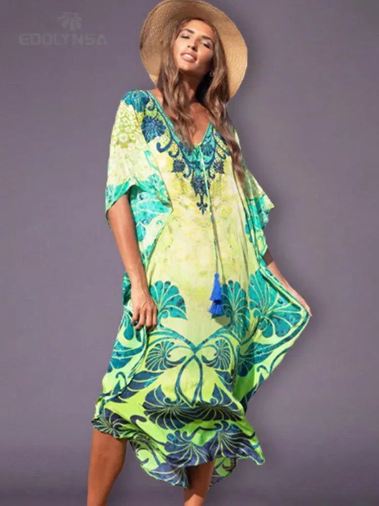 Bohemian Printed Loose Beach Dress - Palm and Thread
