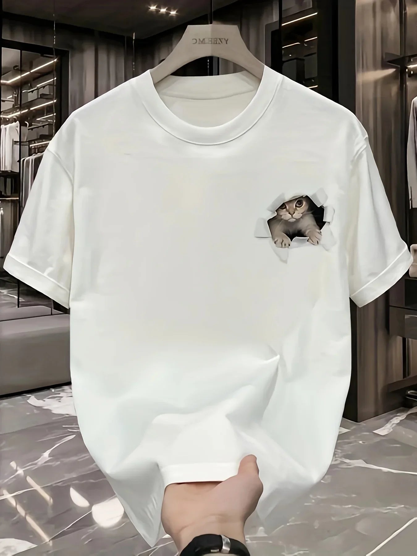 Fashionable Casual Loose Large Size 3D Cat Pattern Printed T-Shirt - Palm and Thread