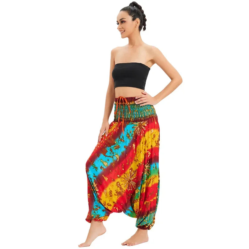 Bohemian High Waist Rayon Harem Baggy Pant - Palm and Thread