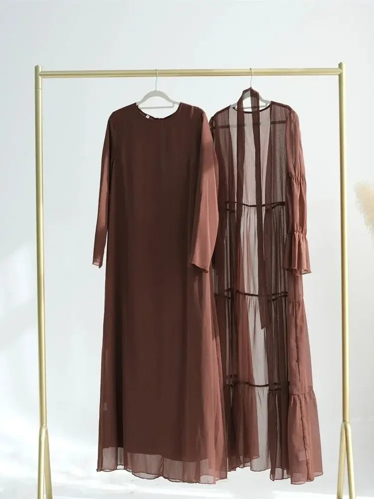 Chiffon Plain Abaya Set - Palm and Thread