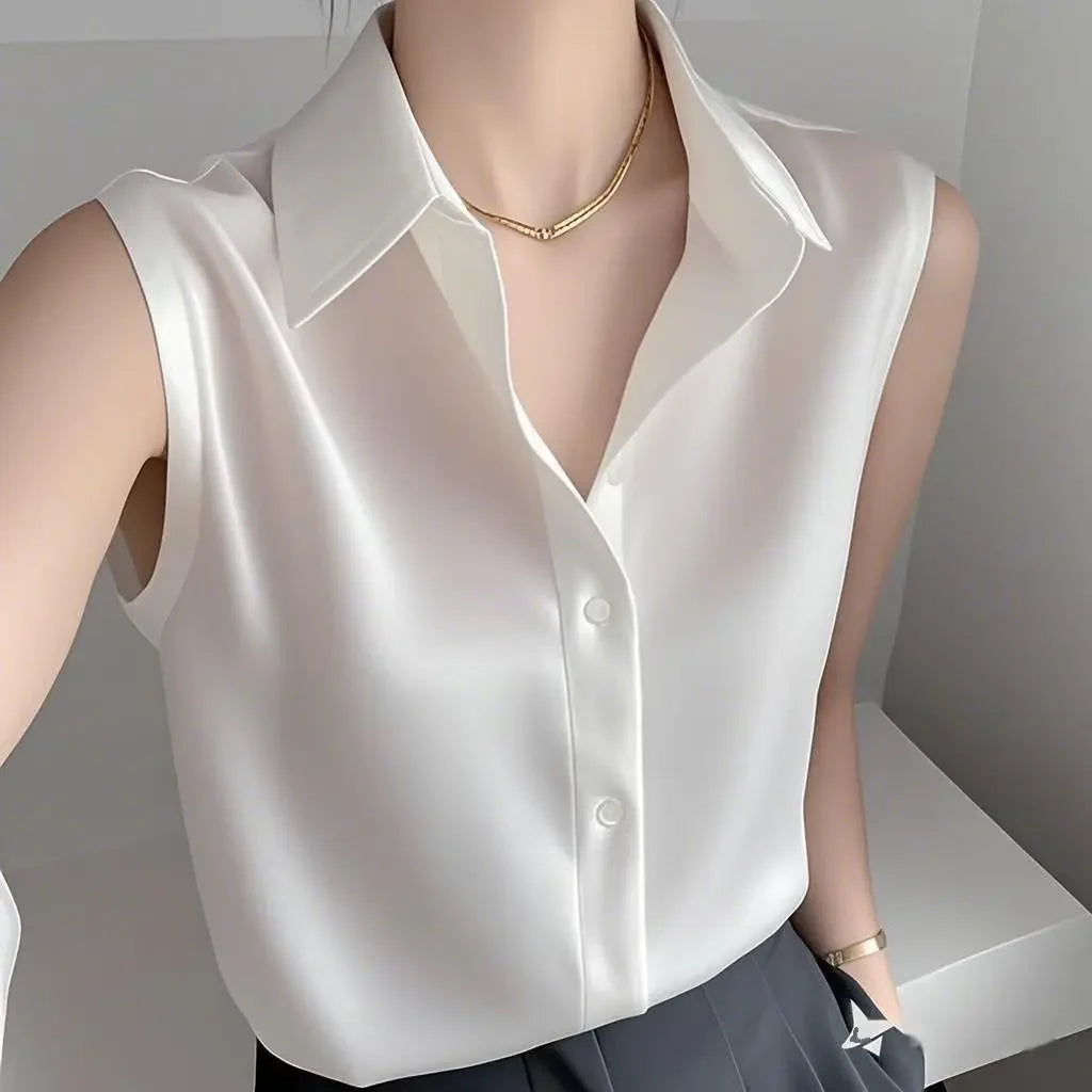French-style Satin Polo Shirt - Palm and Thread