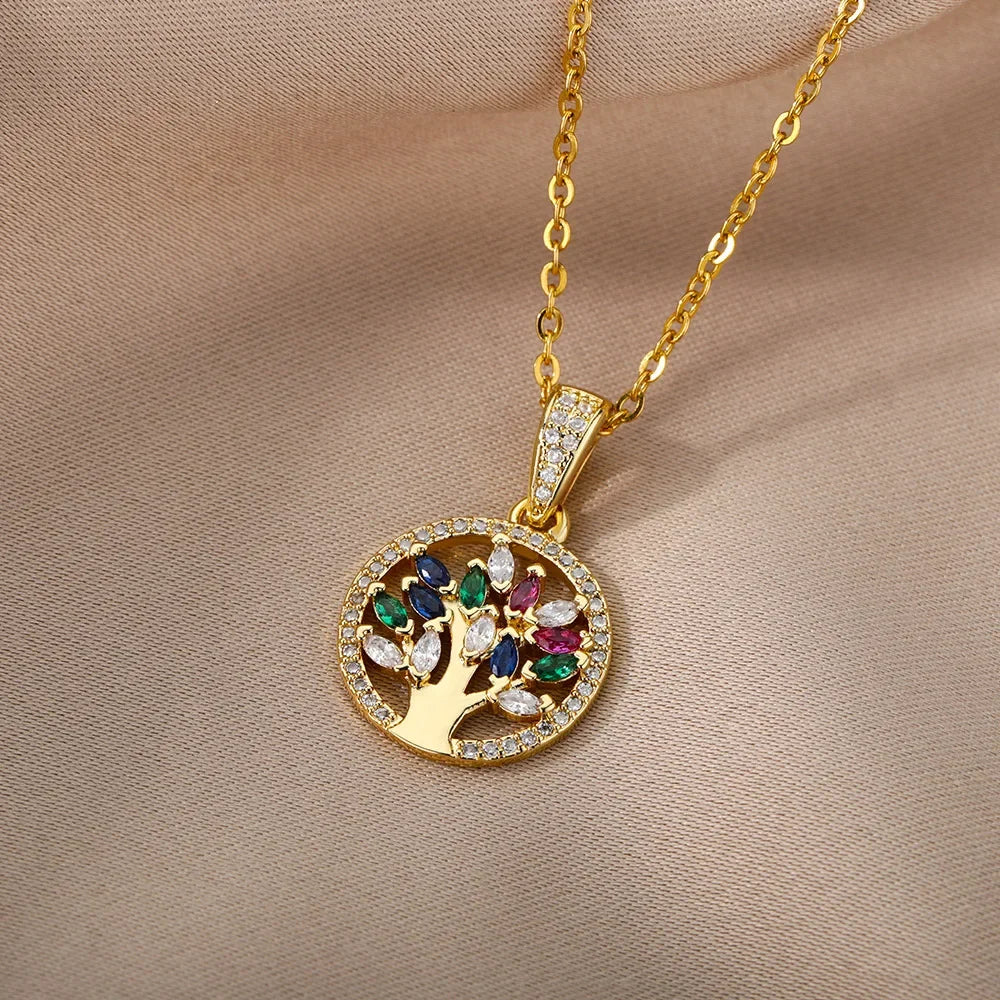 Tree of Life Stainless Steel Necklaces - Palm and Thread