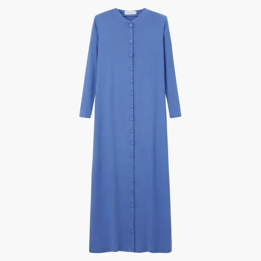 Comfortable ribbing maxi button dress - Palm and Thread