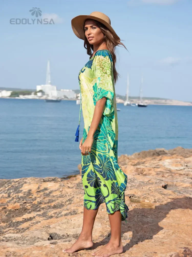 Bohemian Printed Loose Beach Dress - Palm and Thread