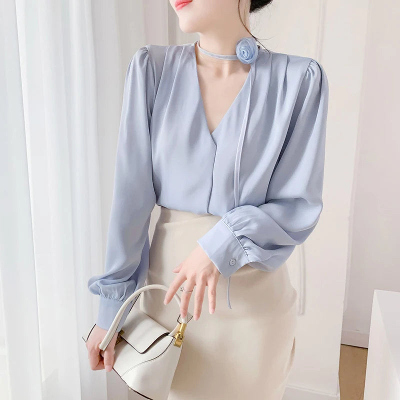 Flower Design Blouse - Palm and Thread
