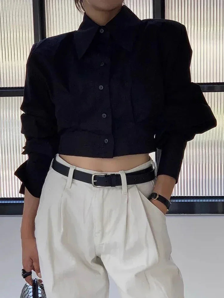 Cropped Back Lace Up Design Blouse - Palm and Thread