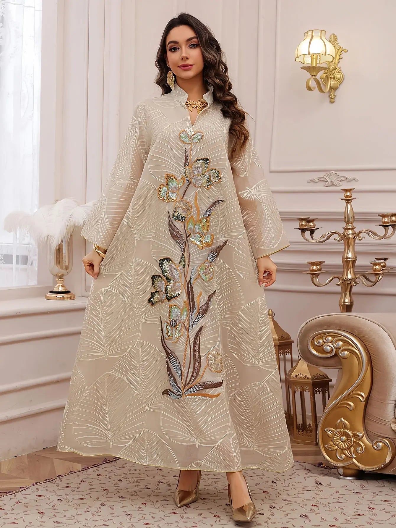 Luxury Off White Intricate Colorful Embroidery Abaya - Palm and Thread
