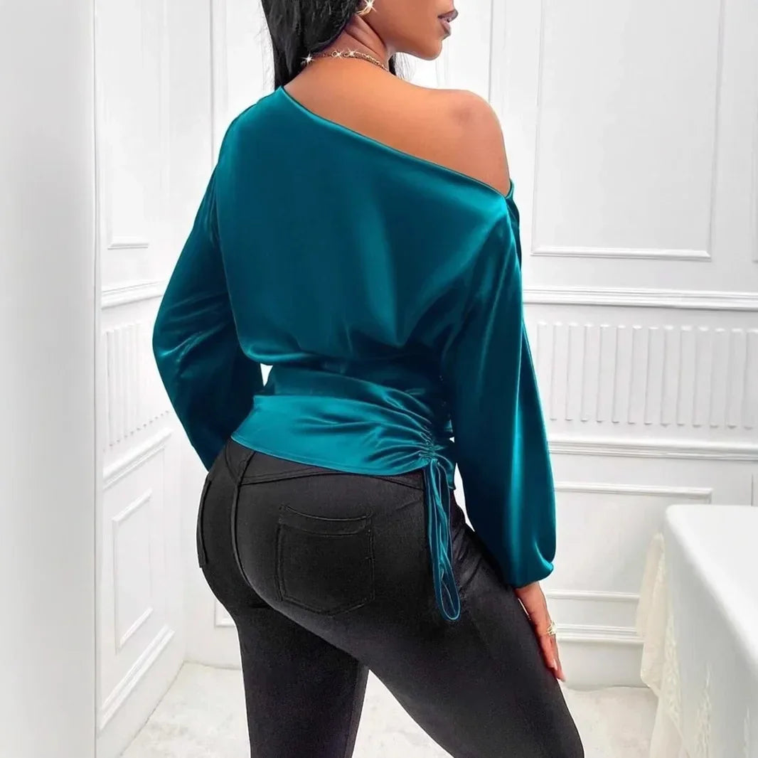 Temperament Slant Shoulder Blouse - Palm and Thread
